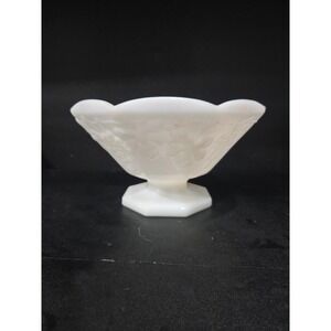 Anchor Hocking White Milk Glass Pedestal Bowl, Harvest Grape Compote, Home Decor